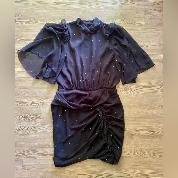 CAMILLA and MARC Scarlett draped dress navy blue mini polka dots sz 8 US EUC - Picture 5 of 16